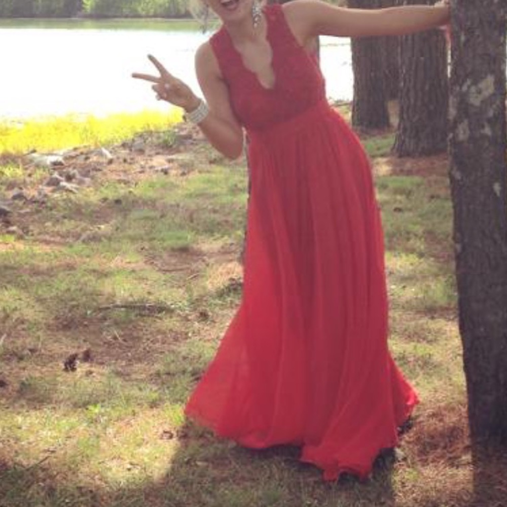 Red La Femme Prom Dress